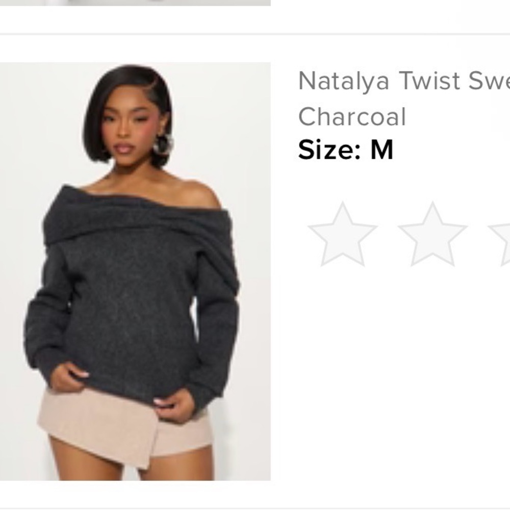 Nataya Off-Shoulder Charcoal Sweater